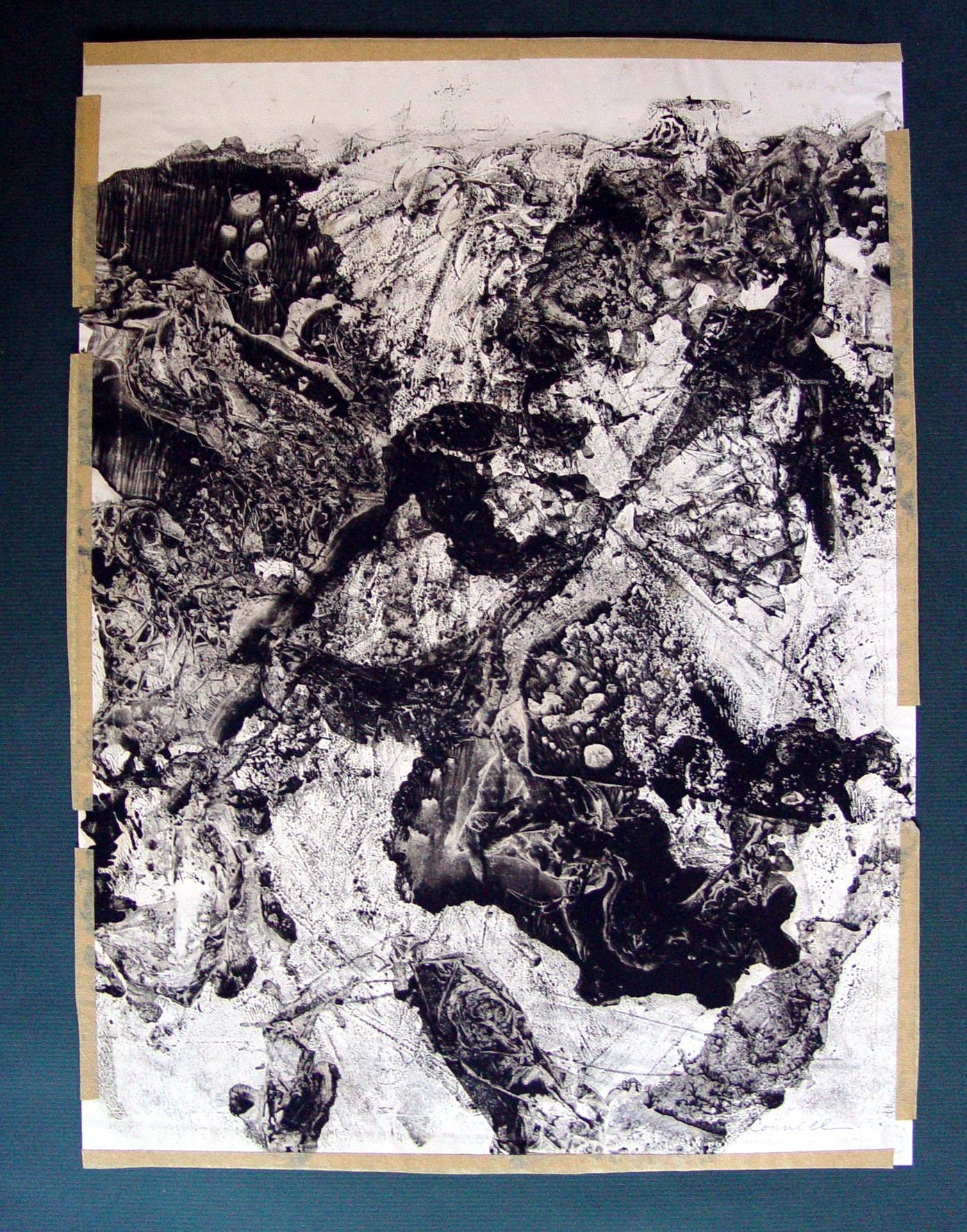 Abstrakter Monodruck von Clyde Connell in Schwarz und Weiß (Moderne der Mitte des Jahrhunderts) im Angebot