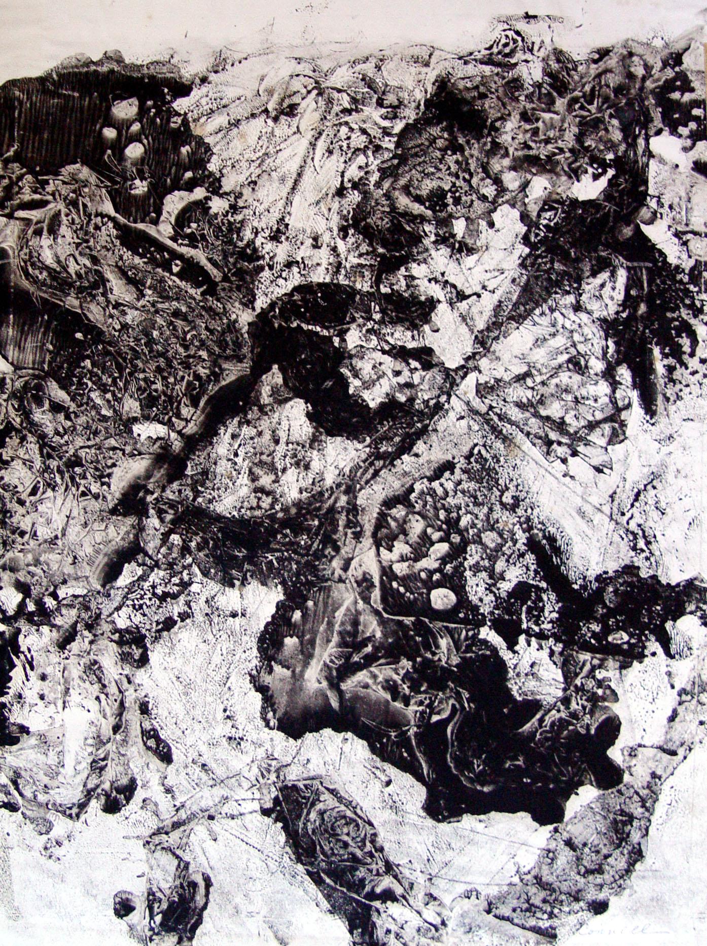 Abstrakter Monodruck von Clyde Connell in Schwarz und Weiß im Zustand „Gut“ im Angebot in Seguin, TX