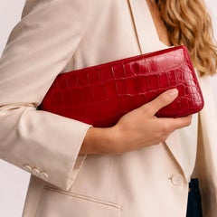 Vintage Coach 2001 Exotic Collection Red Alligator Clutch Wristlet Bag