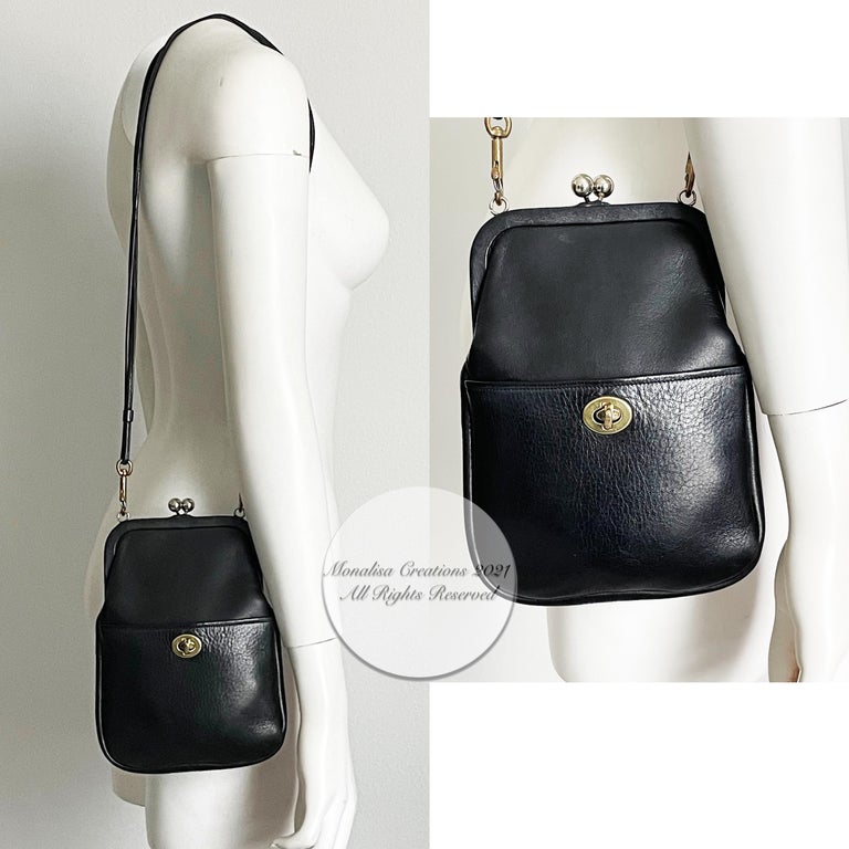 Black Vintage Coach Bag Bonnie Cashin Convertible Purse Rare Kisslock Turnlock Bag #94 For Sale