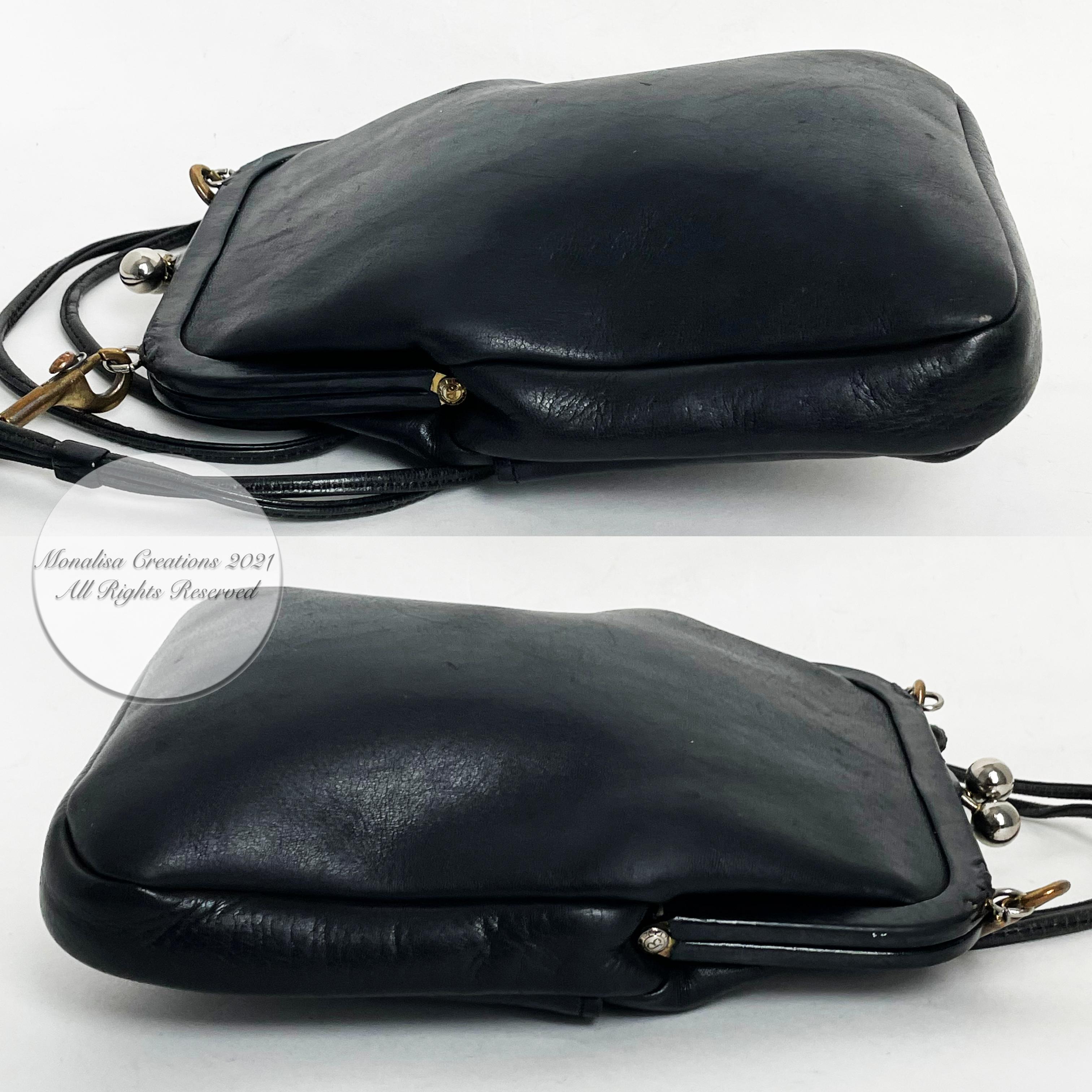 Black Vintage Coach Bag Bonnie Cashin Convertible Purse Rare Kisslock Turnlock Bag #94