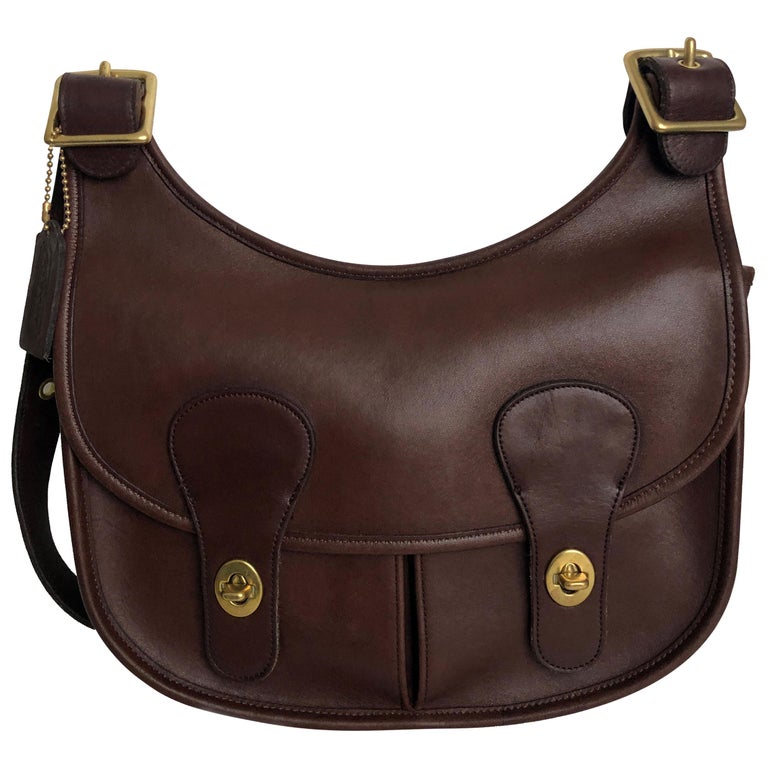 Vintage Coach Bag Pony Express Bonnie Cashin Era Mahogany Leather Rare For Sale at 1stdibs