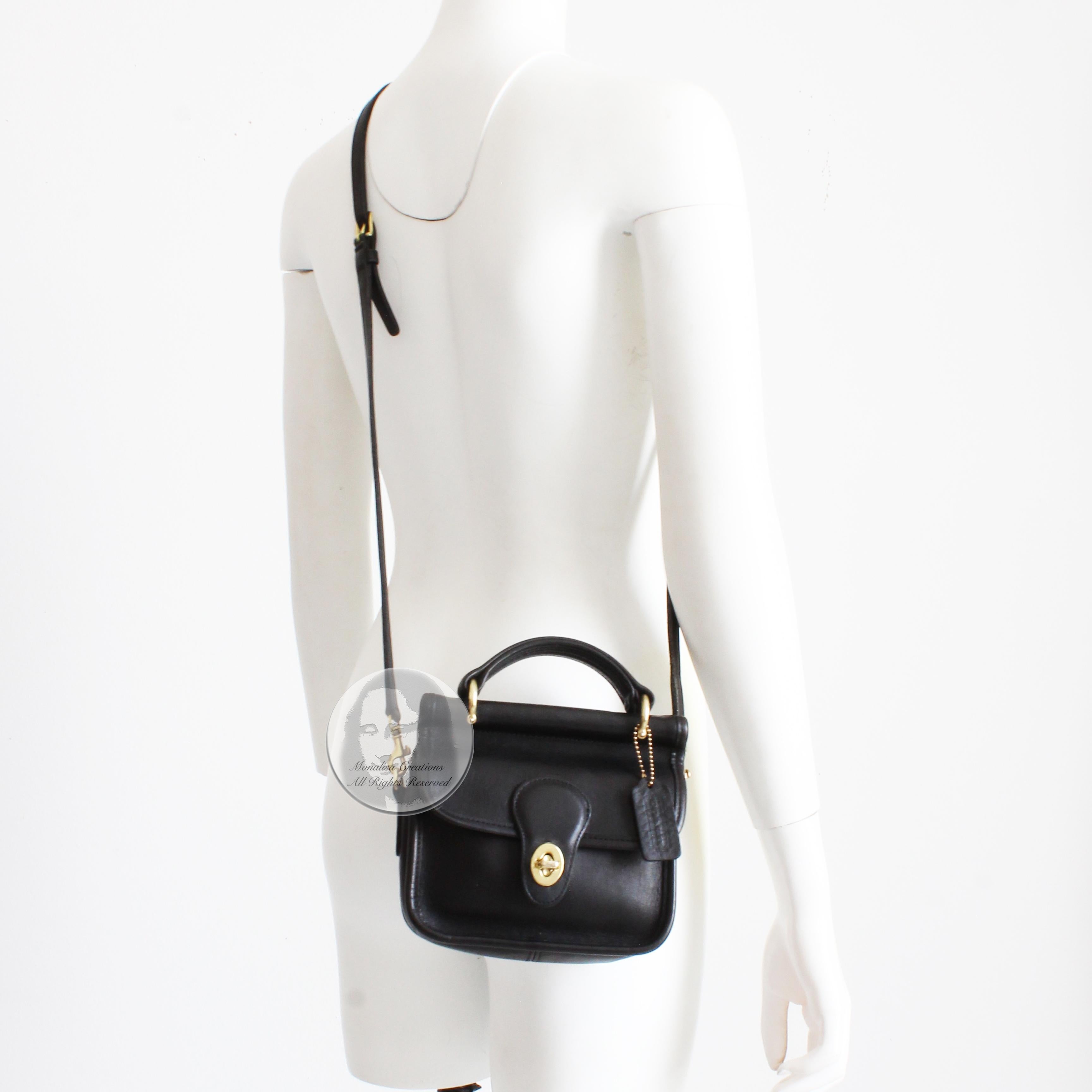 Women's or Men's Vintage Coach Bag Winnie Top Handle Mini Willis #9023 Black Leather Crossbody