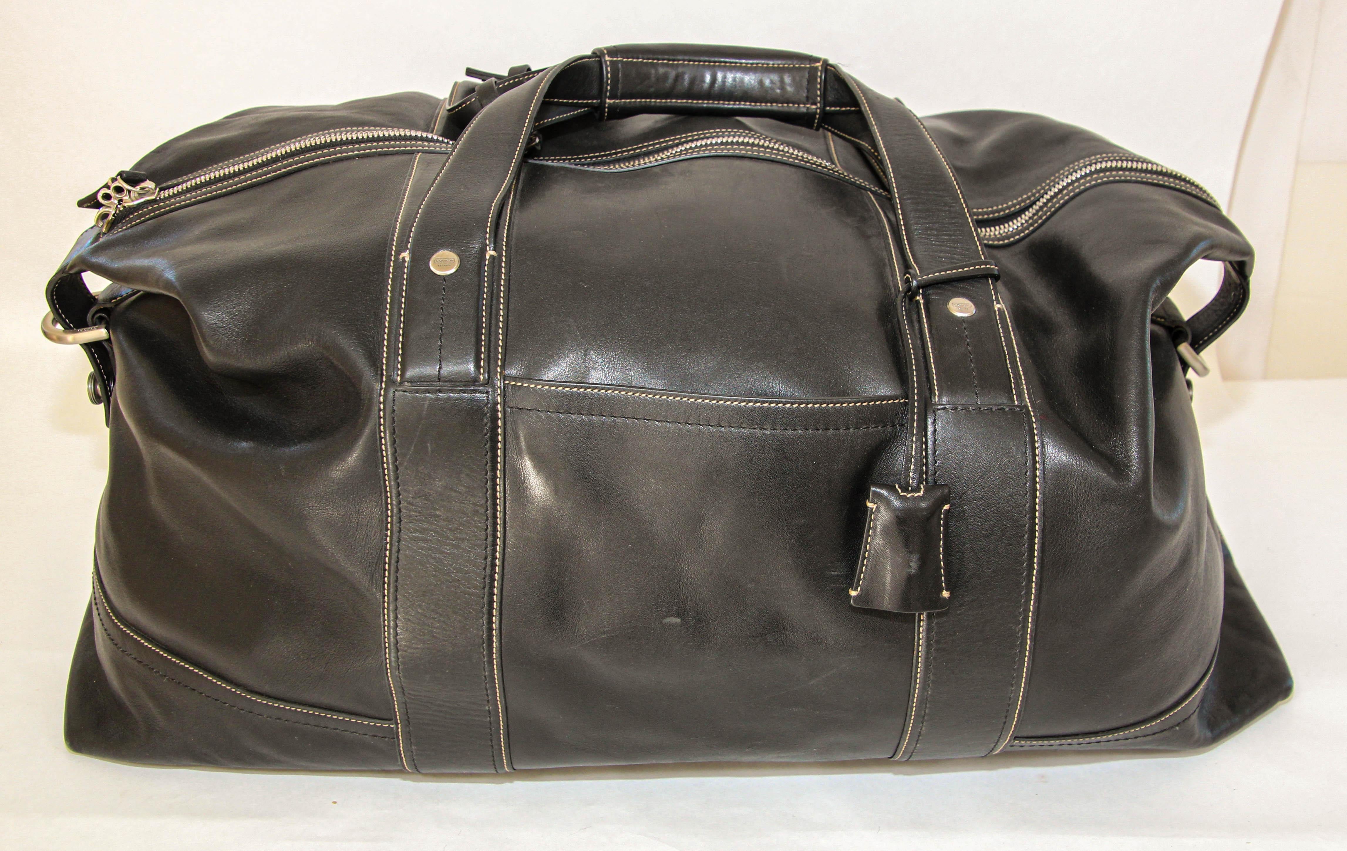 Vintage Coach Black Leather Travel Duffle Bag 6