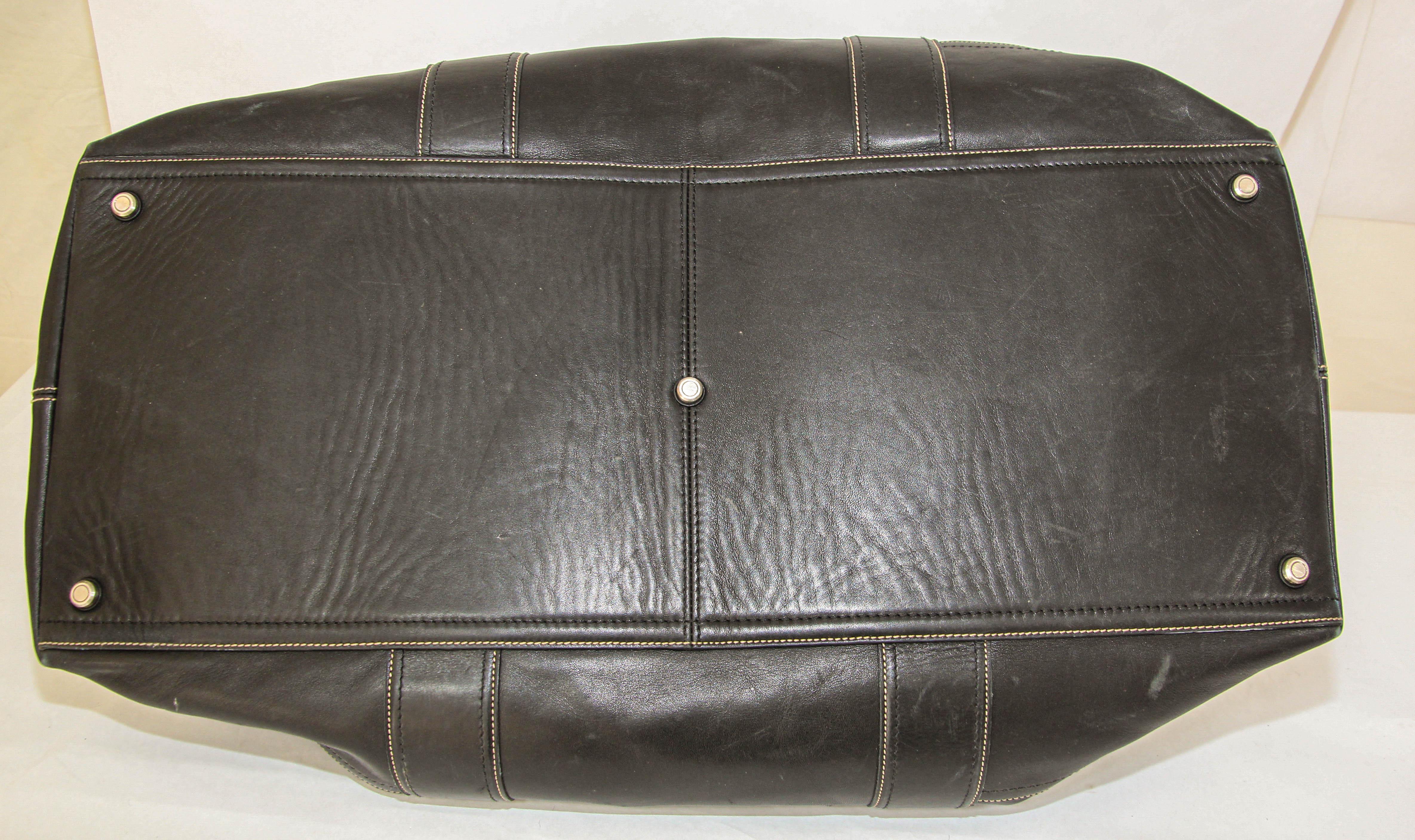 Vintage Coach Black Leather Travel Duffle Bag 11