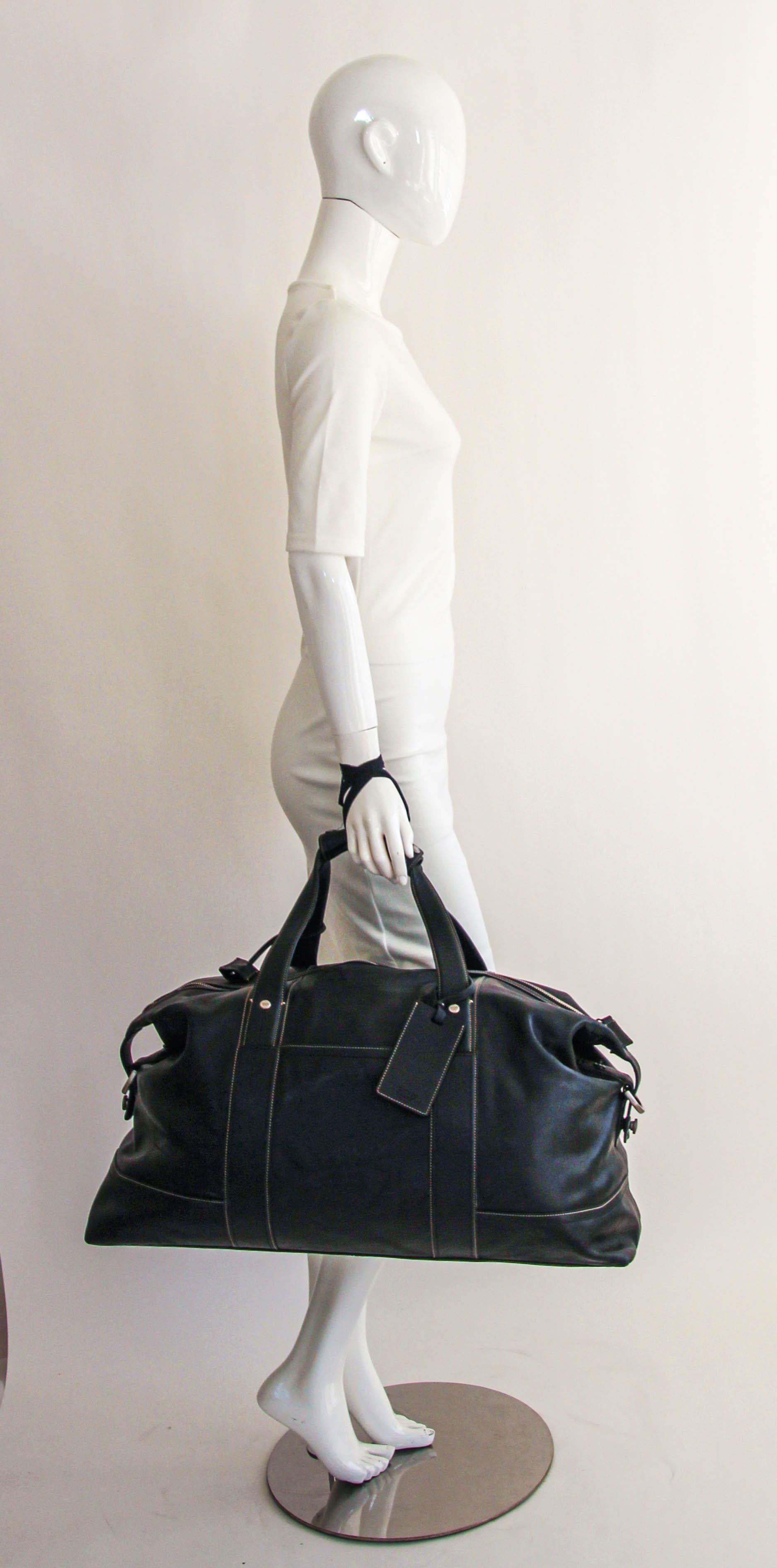 Women's or Men's Vintage Coach Black Leather Travel Duffle Bag
