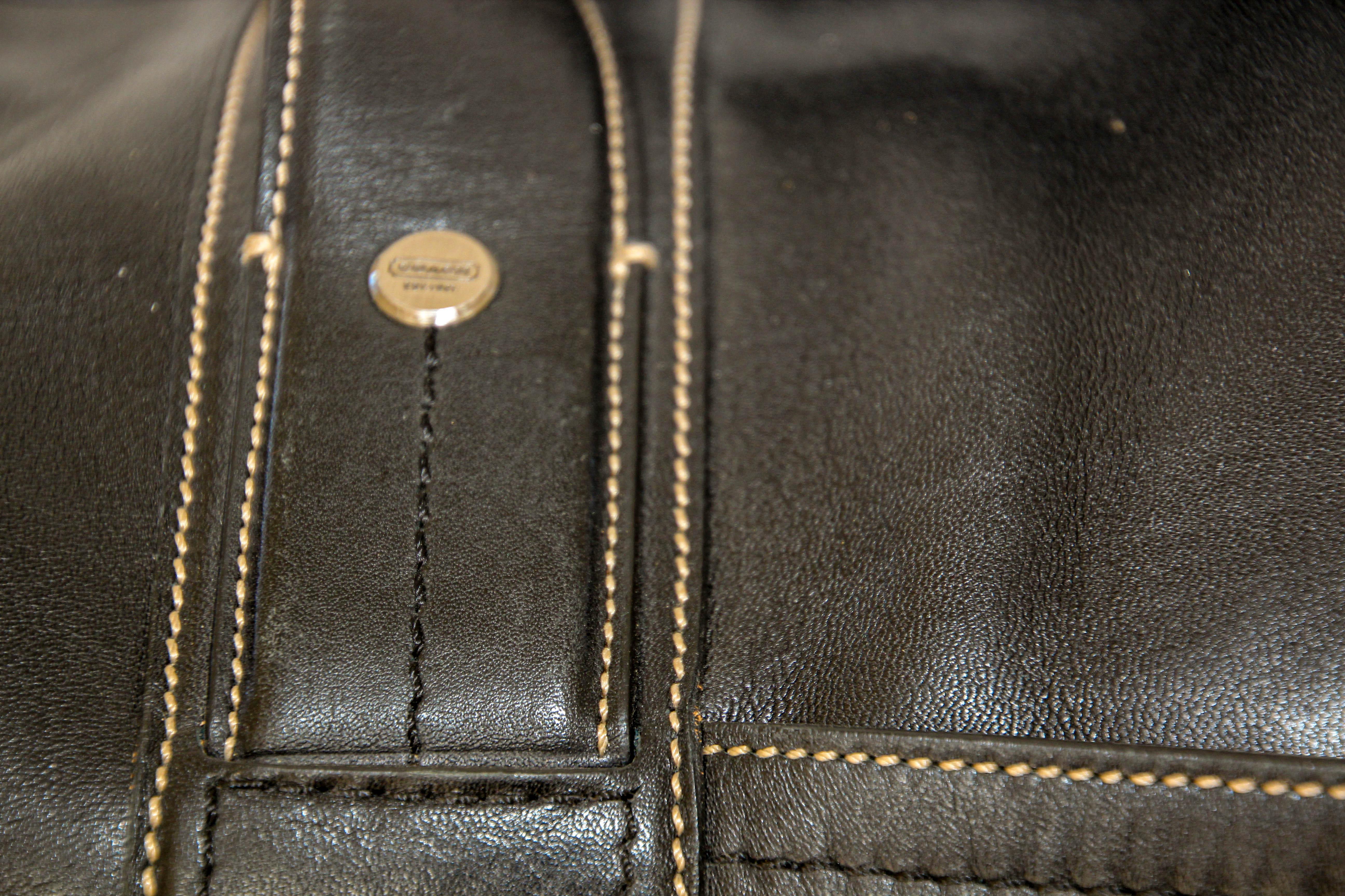 Vintage Coach Black Leather Travel Duffle Bag 1