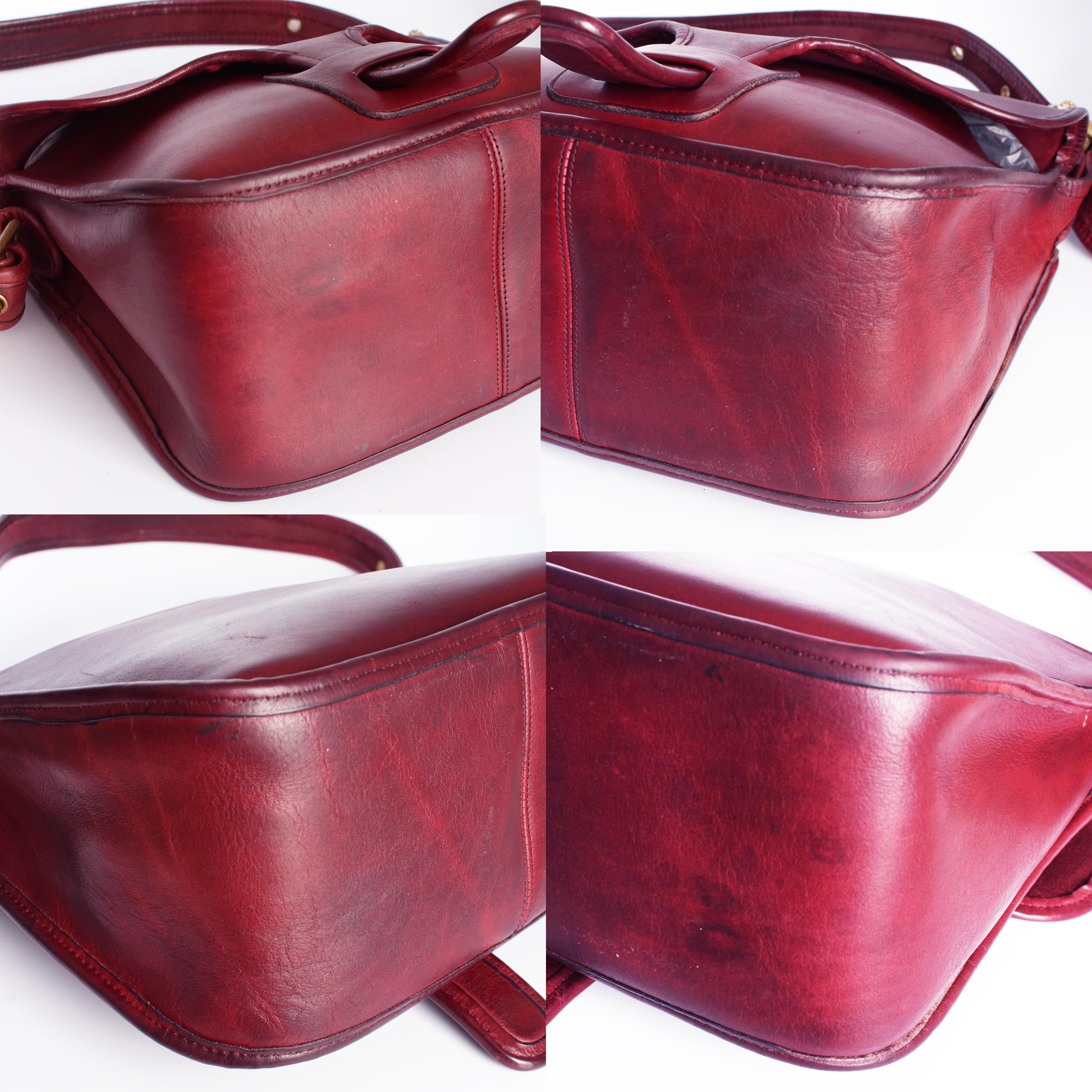 Vintage Coach Courier Bag Burgundy Leather Bonnie Cashin Design NYC Vintage 70s 7