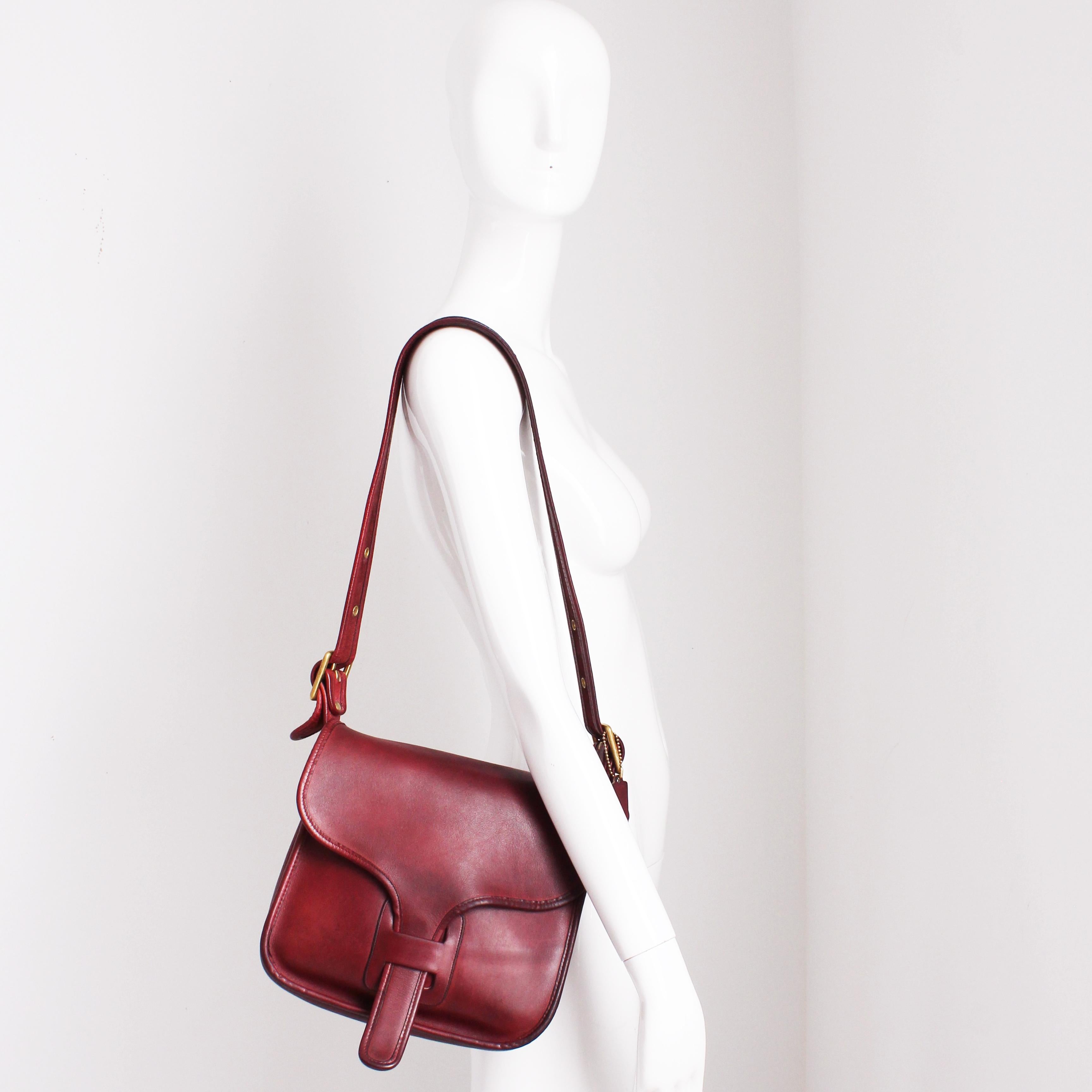 Pink Vintage Coach Courier Bag Burgundy Leather Bonnie Cashin Design NYC Vintage 70s