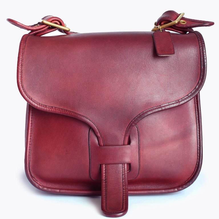 Vintage Coach Courier Bag Burgundy Leather Bonnie Cashin Design 