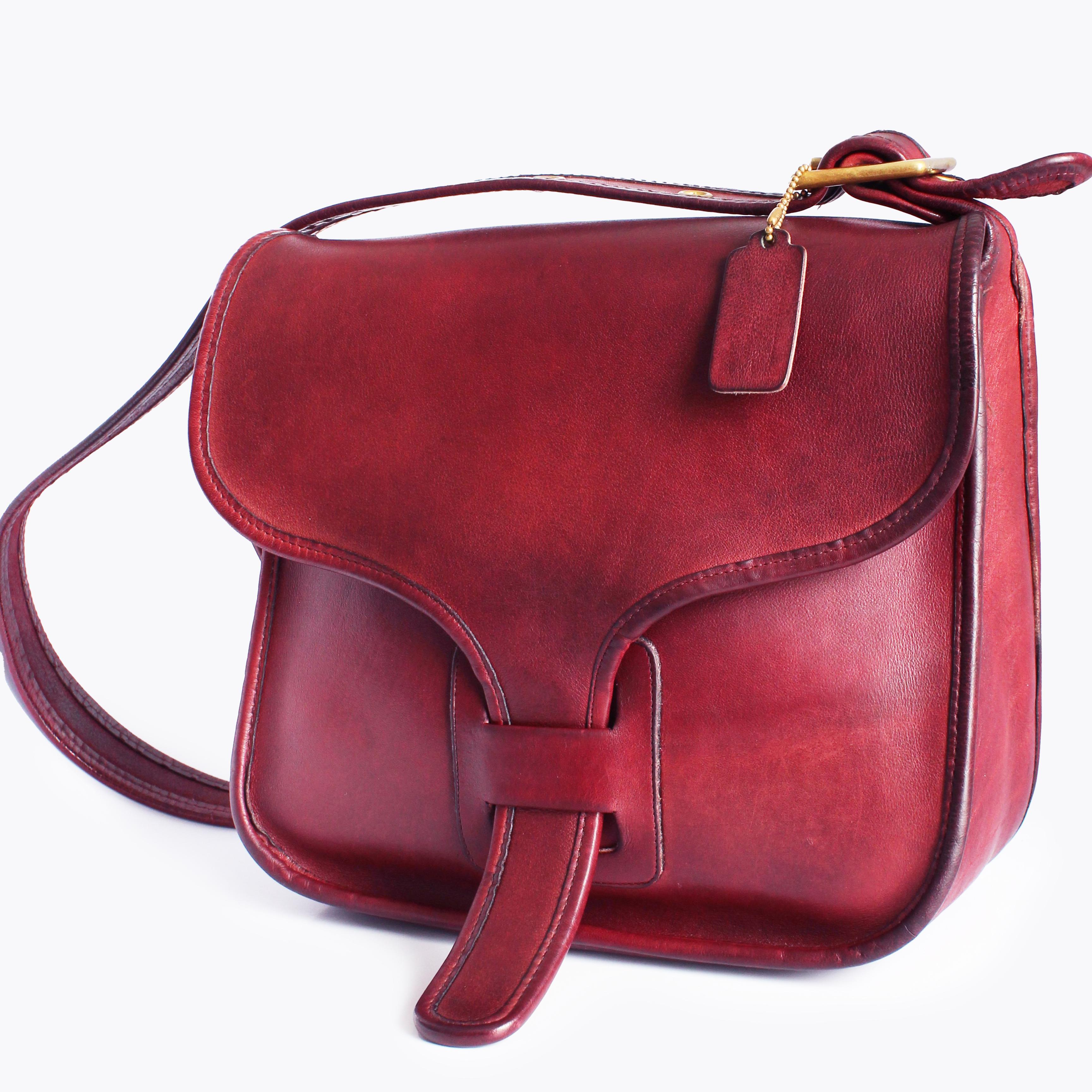 Women's or Men's Vintage Coach Courier Bag Burgundy Leather Bonnie Cashin Design NYC Vintage 70s