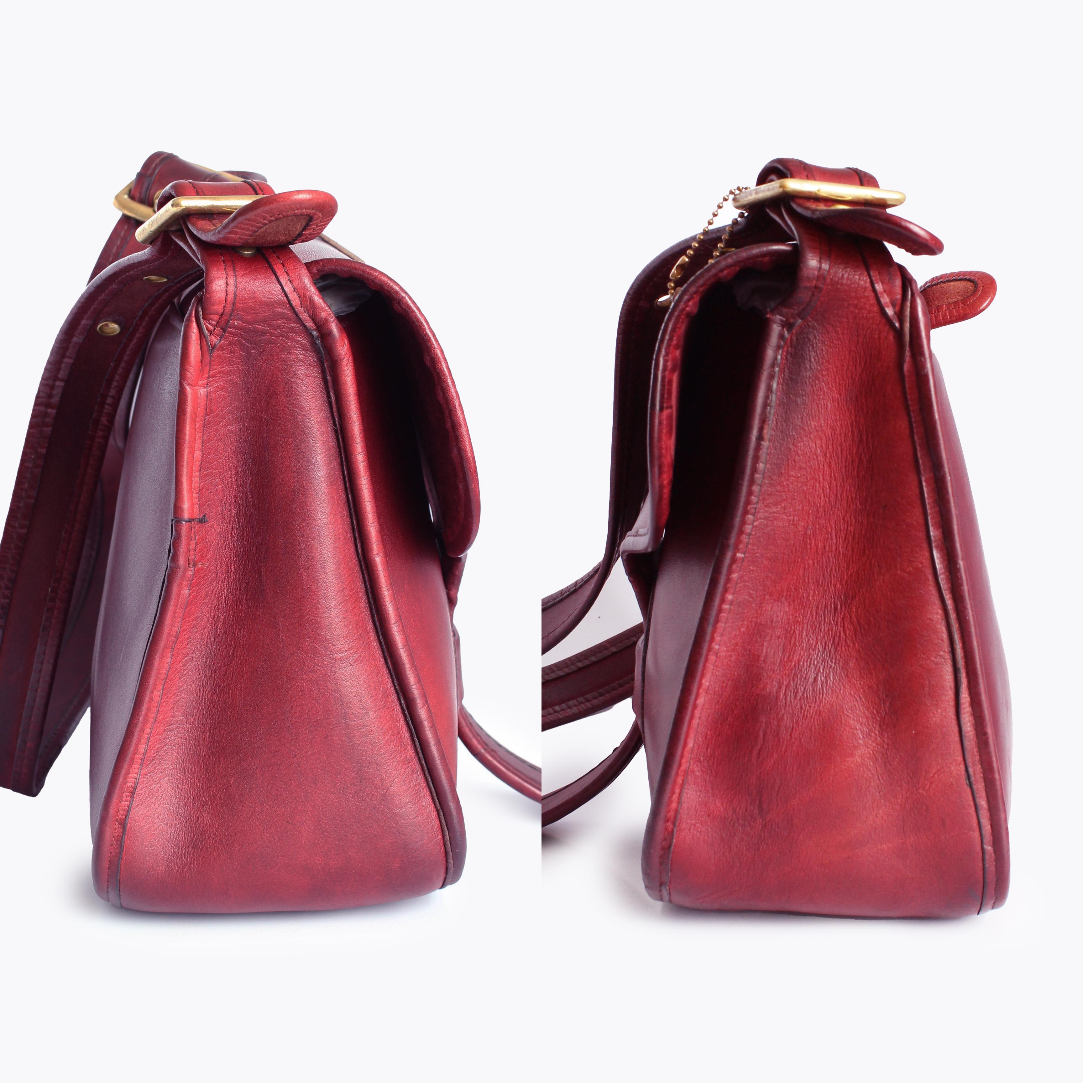 Vintage Coach Courier Bag Burgundy Leather Bonnie Cashin Design NYC Vintage 70s 1