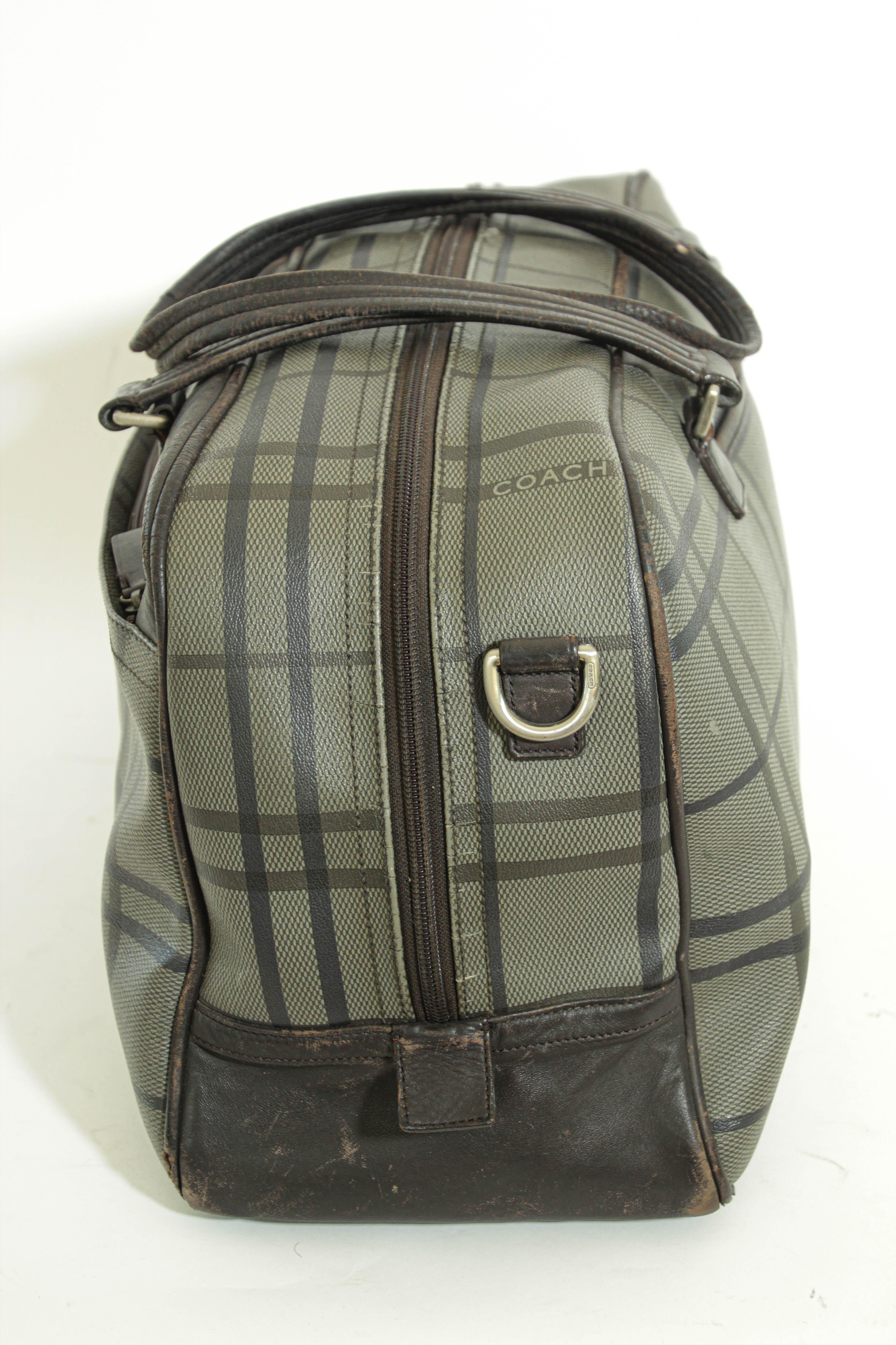 Vintage Coach Large Plaid Duffle Bag Travel Weekender For Sale 6