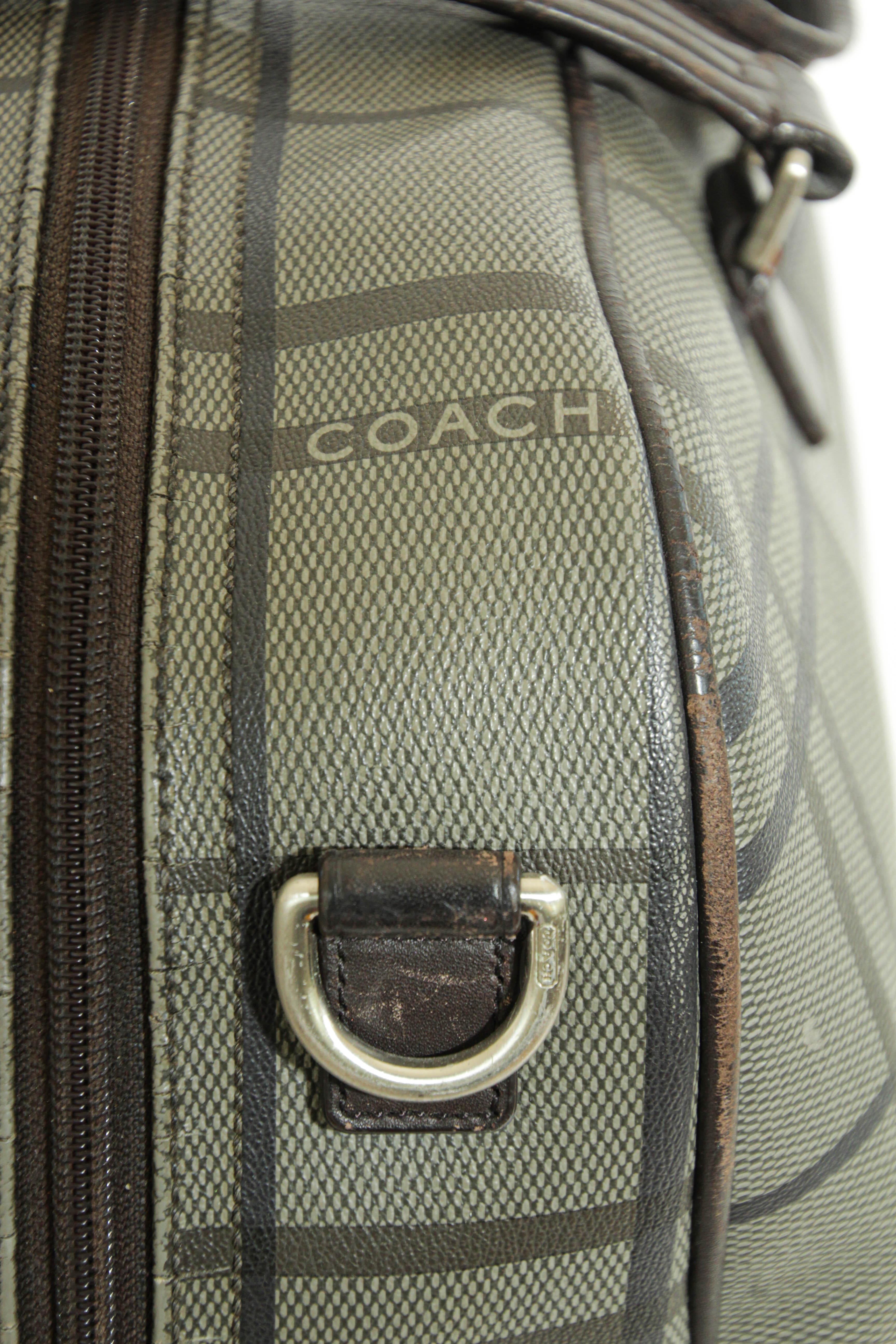 Vintage Coach Large Plaid Duffle Bag Travel Weekender For Sale 7