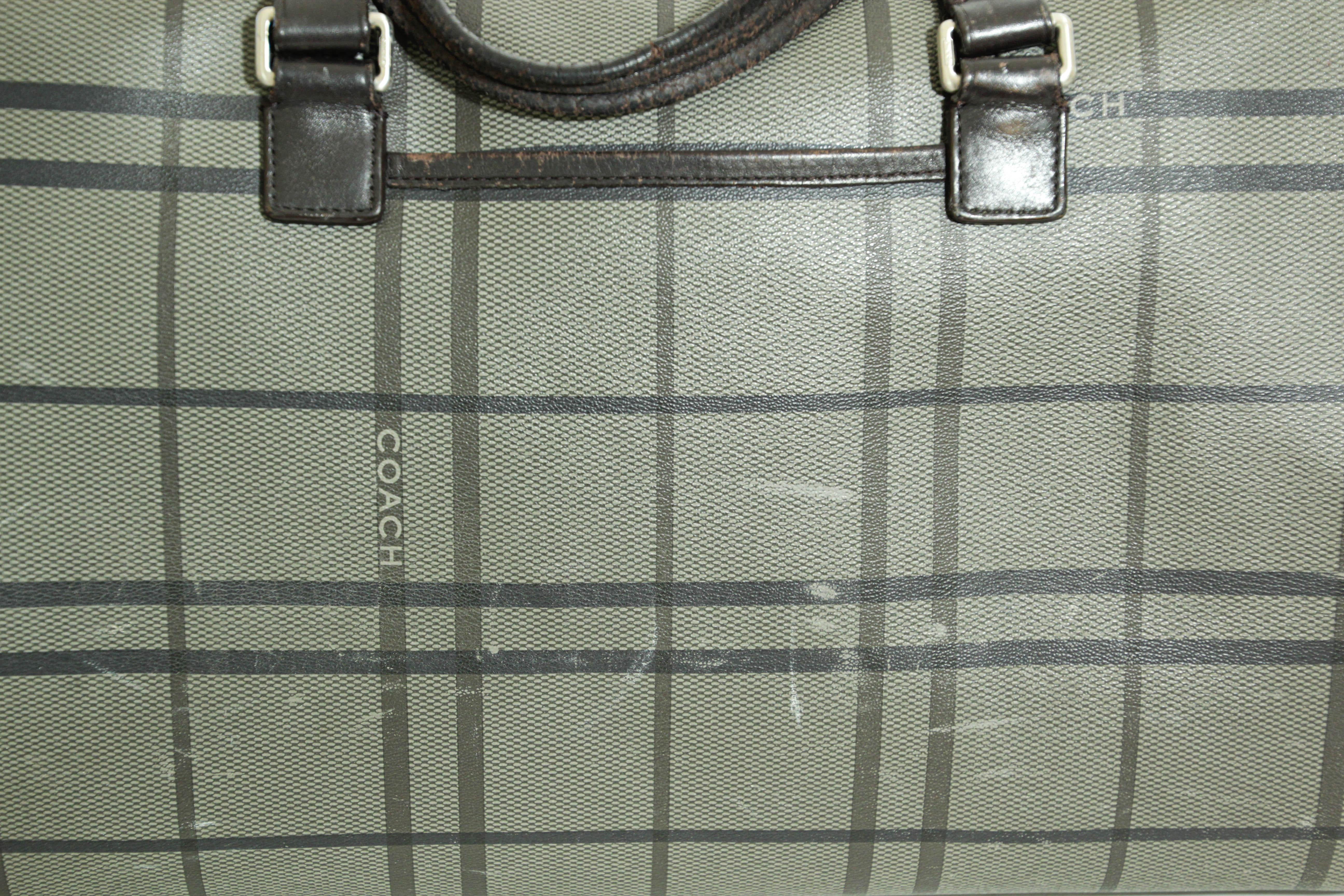 Vintage Coach Large Plaid Duffle Bag Travel Weekender For Sale 8