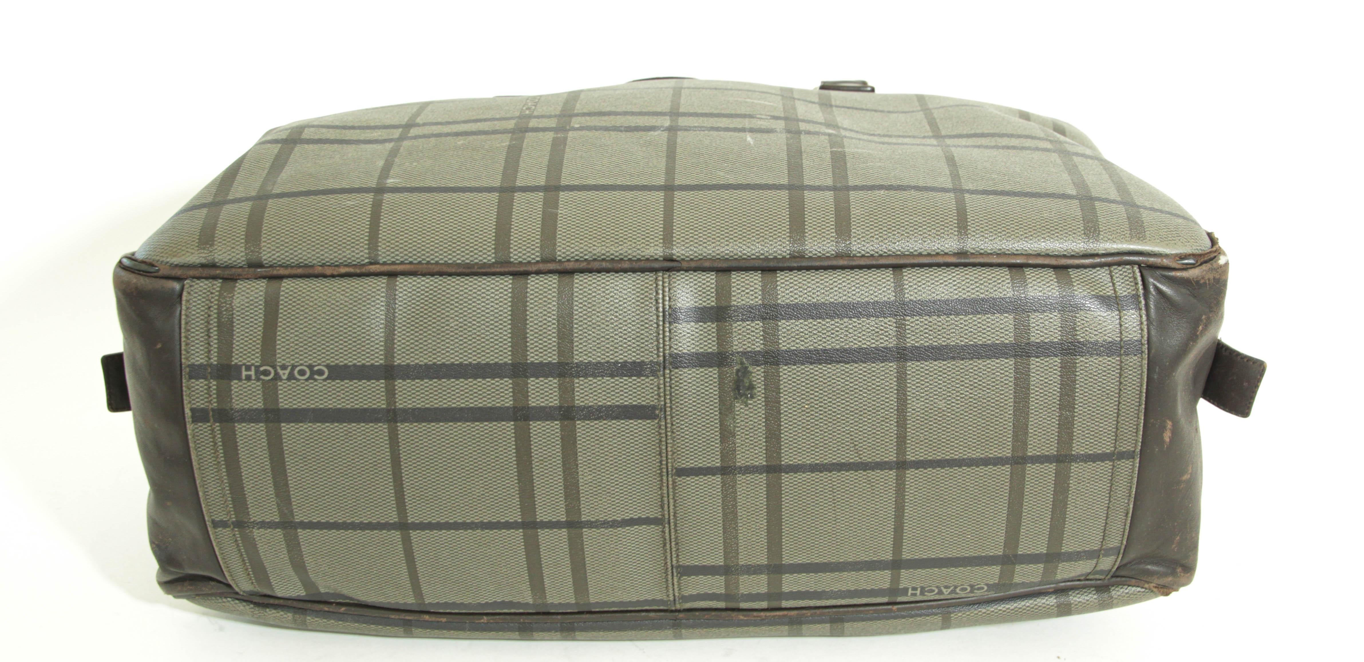 Vintage Coach Large Plaid Duffle Bag Travel Weekender For Sale 10