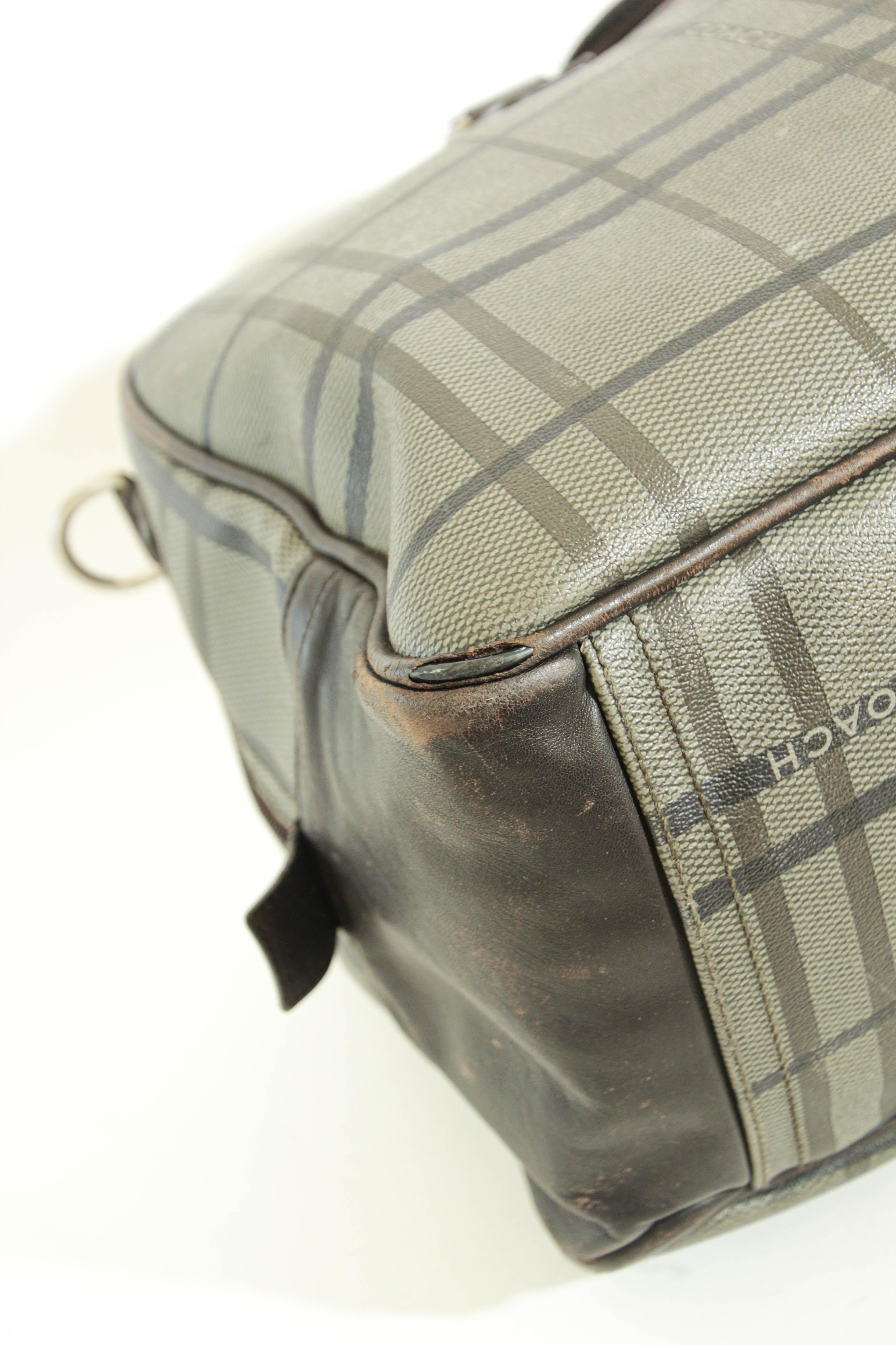 Vintage Coach Large Plaid Duffle Bag Travel Weekender For Sale 12