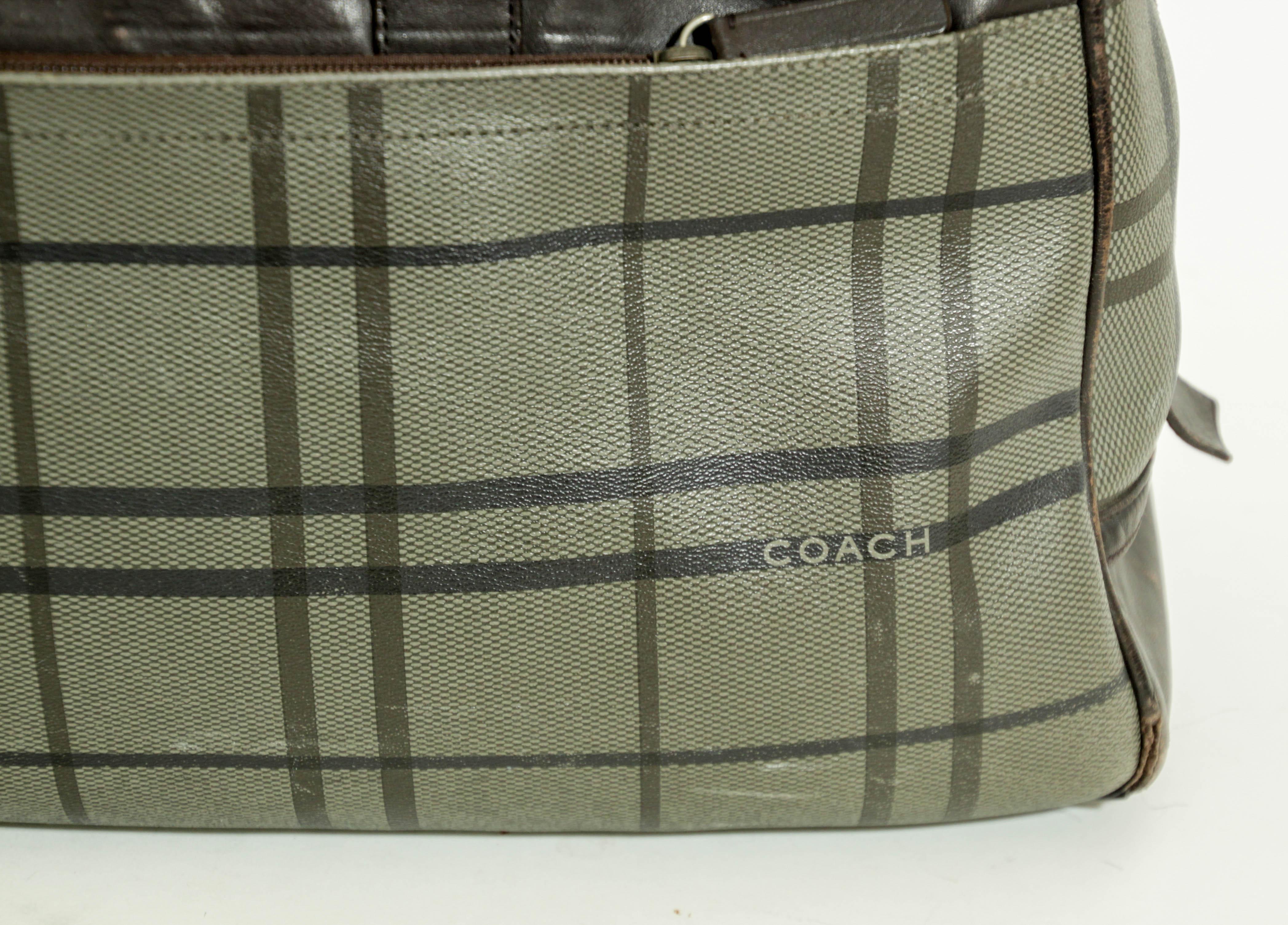 Women's or Men's Vintage Coach Large Plaid Duffle Bag Travel Weekender For Sale