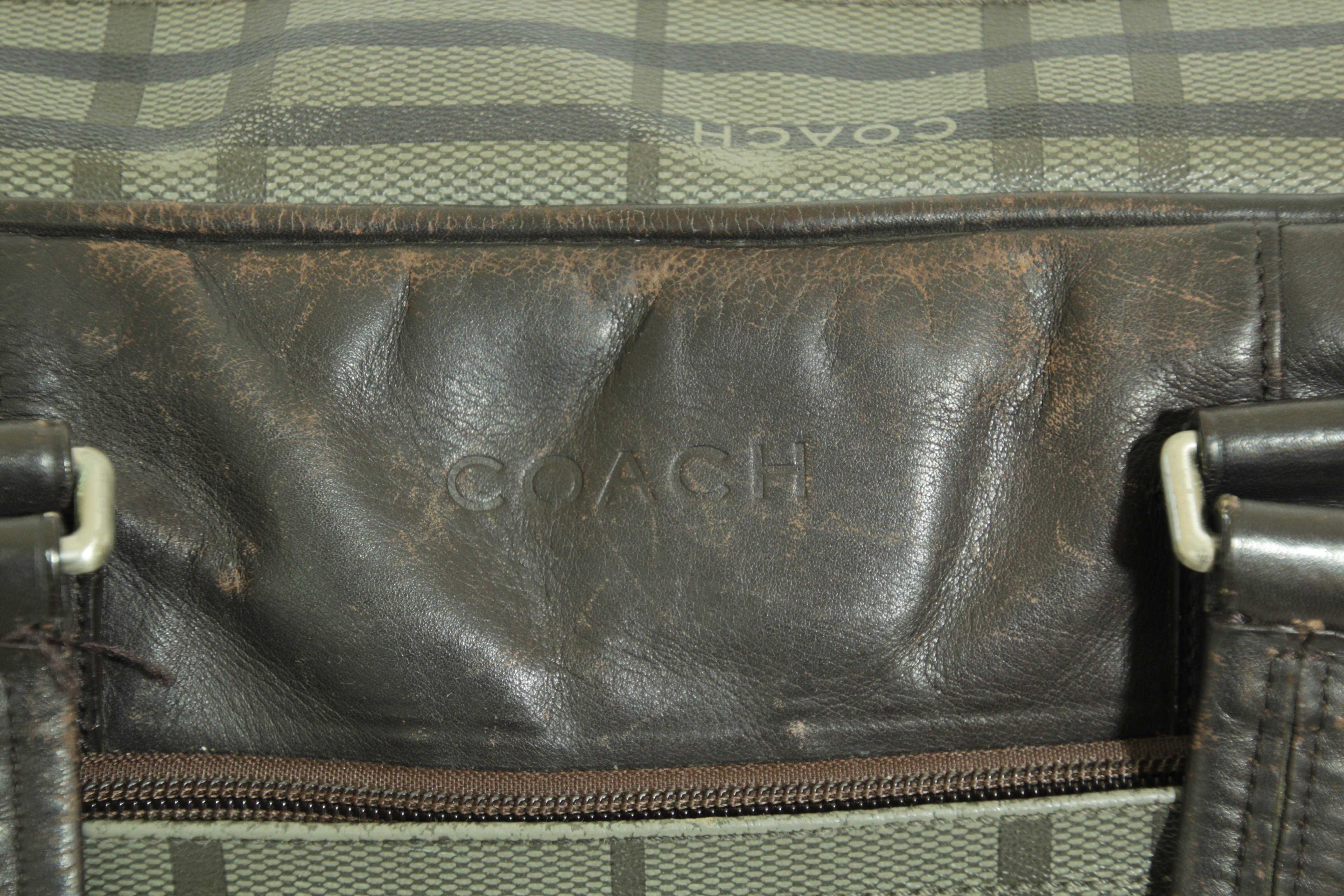 Vintage Coach Large Plaid Duffle Bag Travel Weekender For Sale 1