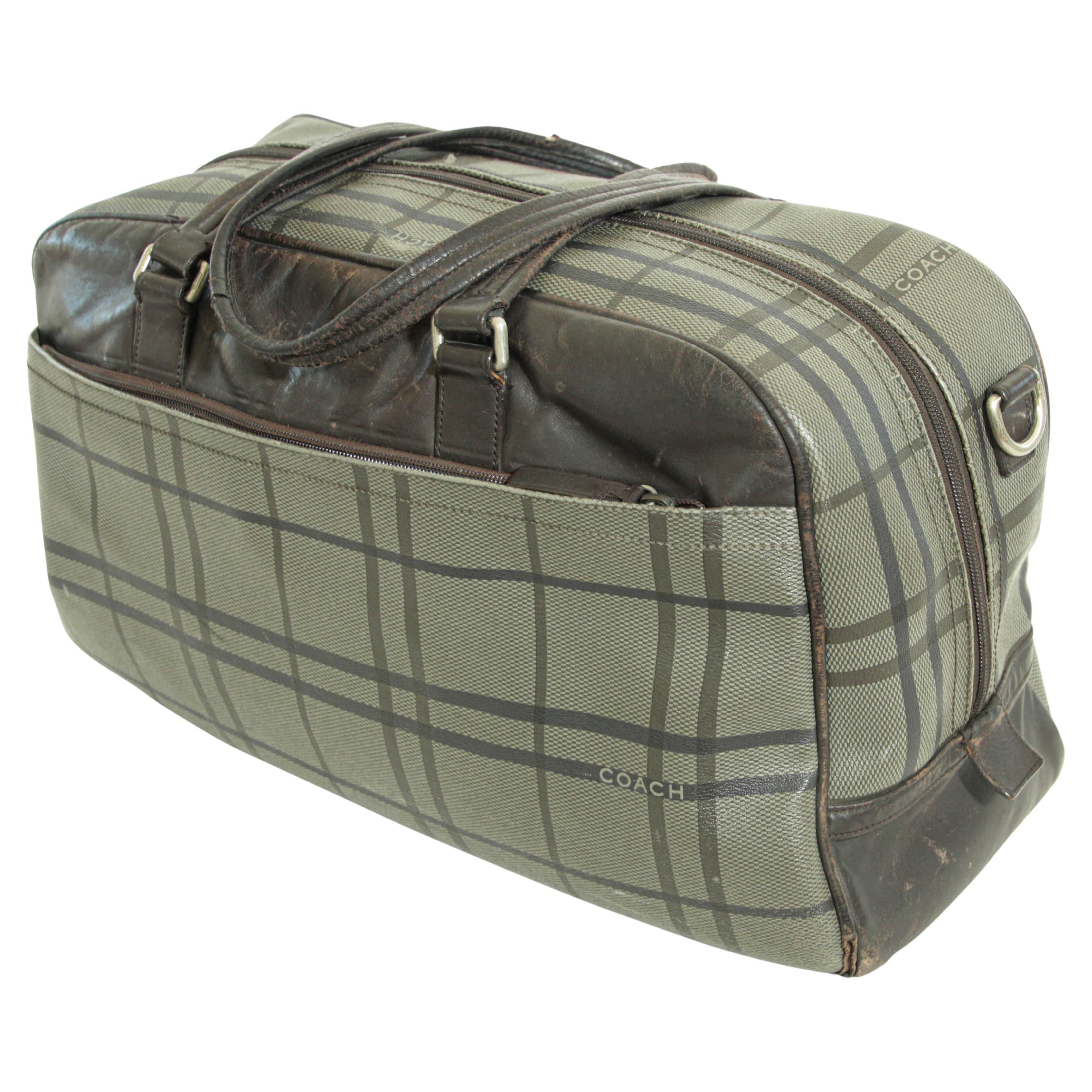 Vintage Coach Large Plaid Duffle Bag Travel Weekender For Sale