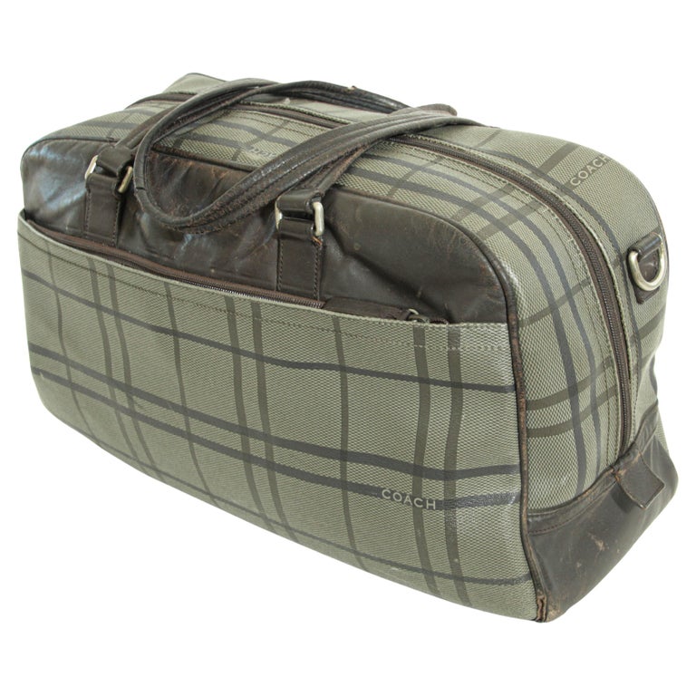 Vintage Coach Large Plaid Duffle Bag Travel Weekender For Sale at