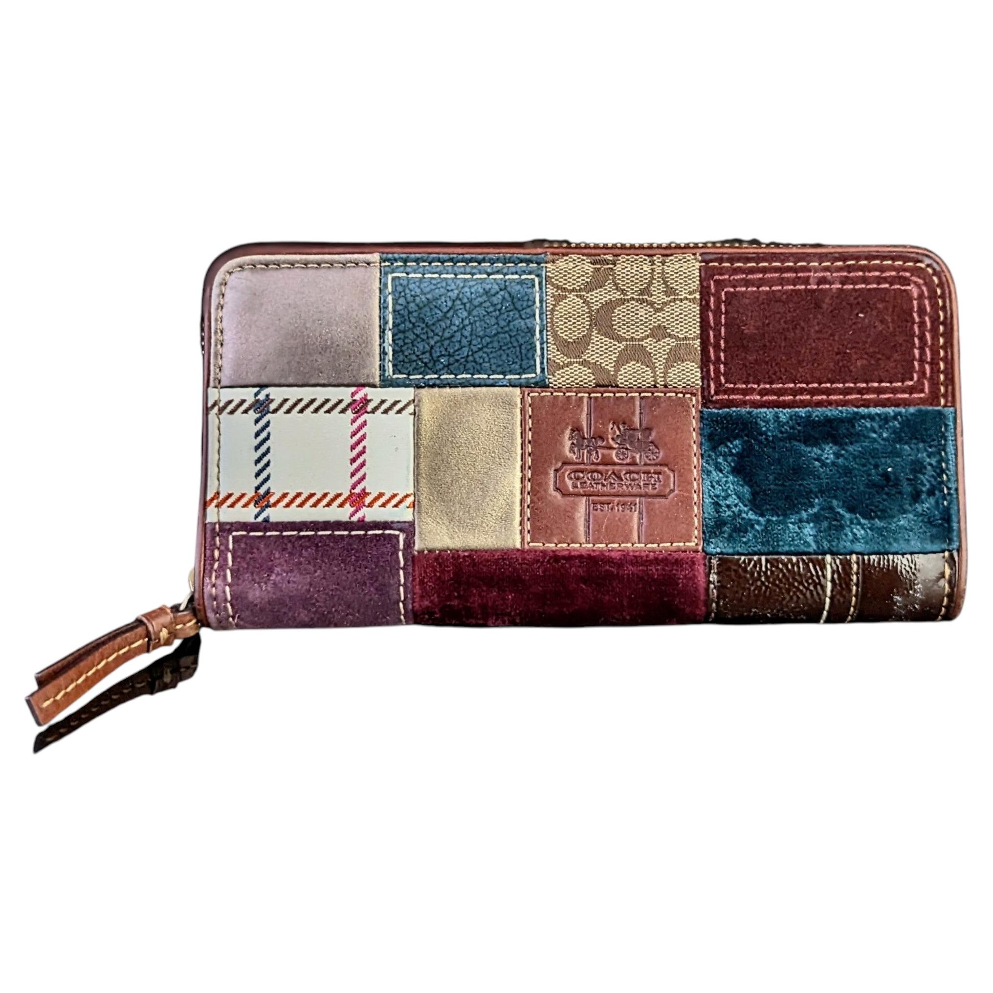 Vintage Coach patchwork leather and suede purse Wallet For Sale