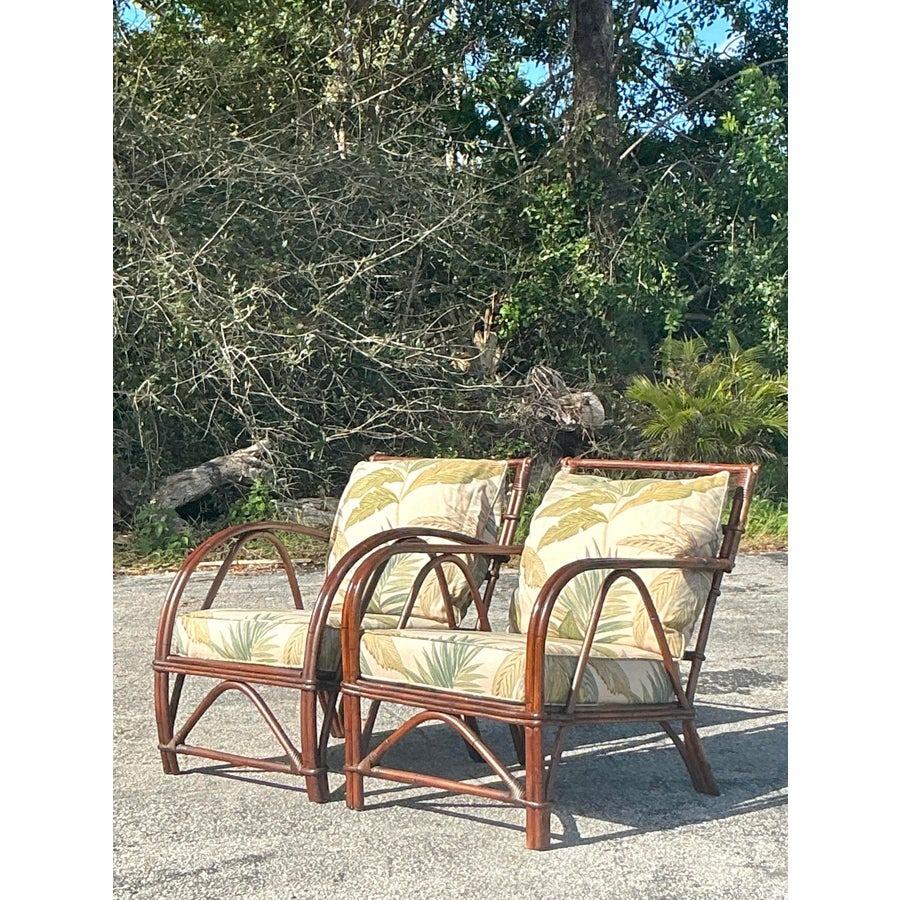 Mid-Century moderno Sedie da salotto in vimini Kraft piegate in rattan vintage degli anni '40 - set di 4 in vendita
