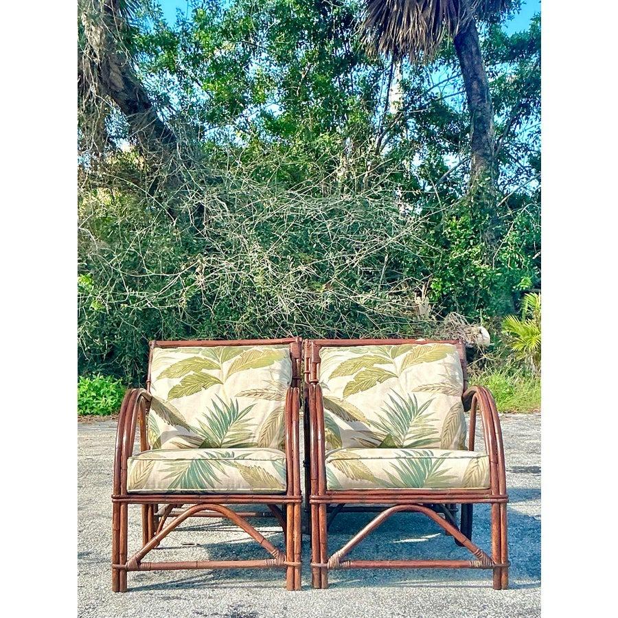 Americano Sedie da salotto in vimini Kraft piegate in rattan vintage degli anni '40 - set di 4 in vendita