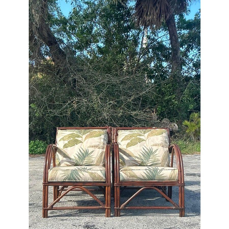 Sedie da salotto in vimini Kraft piegate in rattan vintage degli anni '40 - set di 4 In condizioni buone in vendita a west palm beach, FL