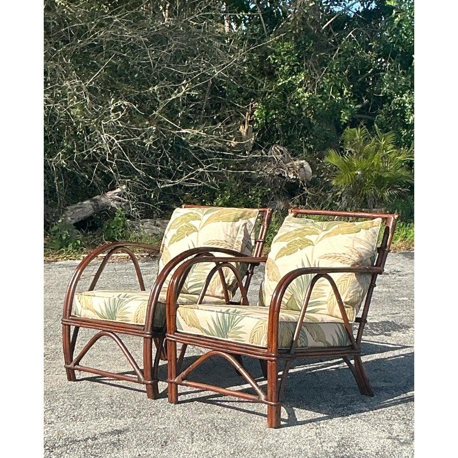 Sedie da salotto in vimini Kraft piegate in rattan vintage degli anni '40 - set di 4 in vendita 1