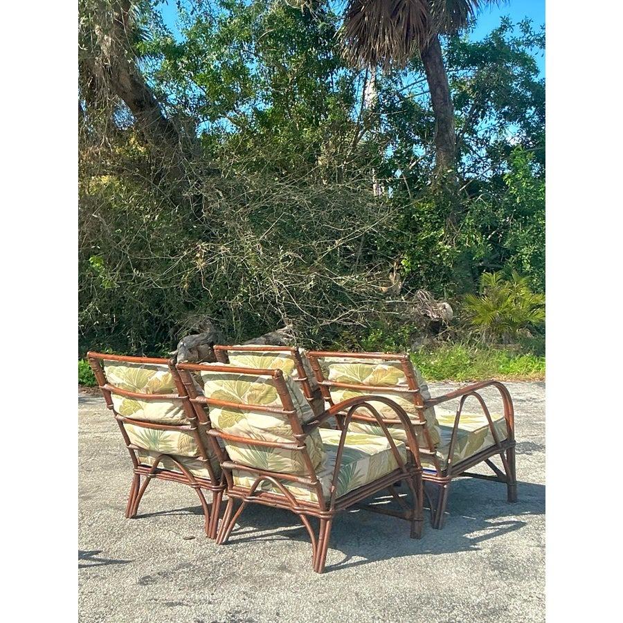 Sedie da salotto in vimini Kraft piegate in rattan vintage degli anni '40 - set di 4 in vendita 2