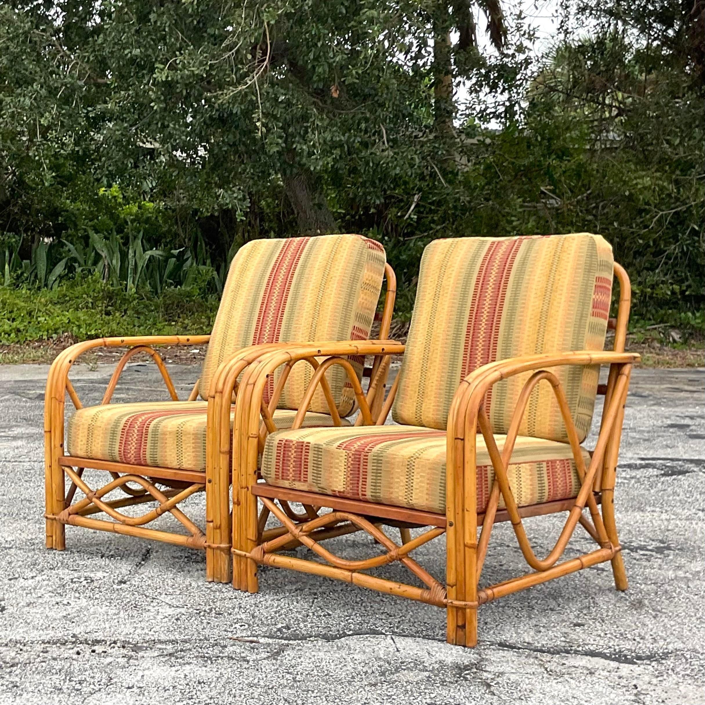 Vintage Coastal 1950s Ficks Reed Bent Rattan Lounge Chairs - a Pair at ...