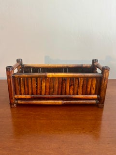 Vintage Coastal 1950s Lacquered Bamboo Planter Box