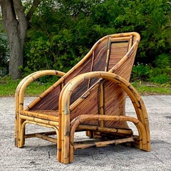 Sofá de dos plazas Vintage Coastal 1950s Pencil Reed