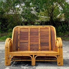 Vintage Coastal 1950s Pencil Reed Loveseat
