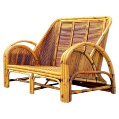 Vintage Coastal 1950s Pencil Reed Loveseat