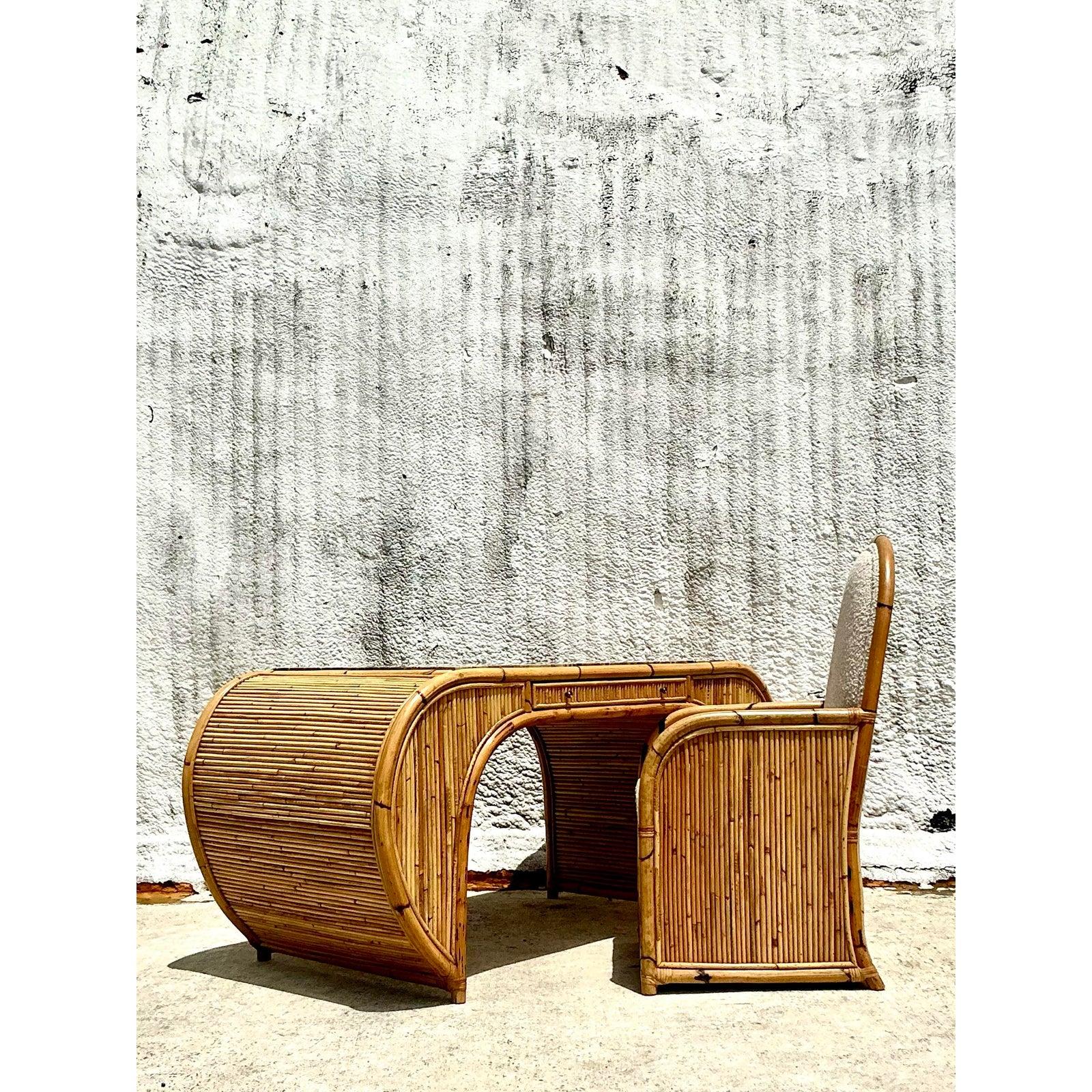 Sedia ad arco in rattan vintage Coastal 1978 Henry Olko In condizioni buone in vendita a west palm beach, FL