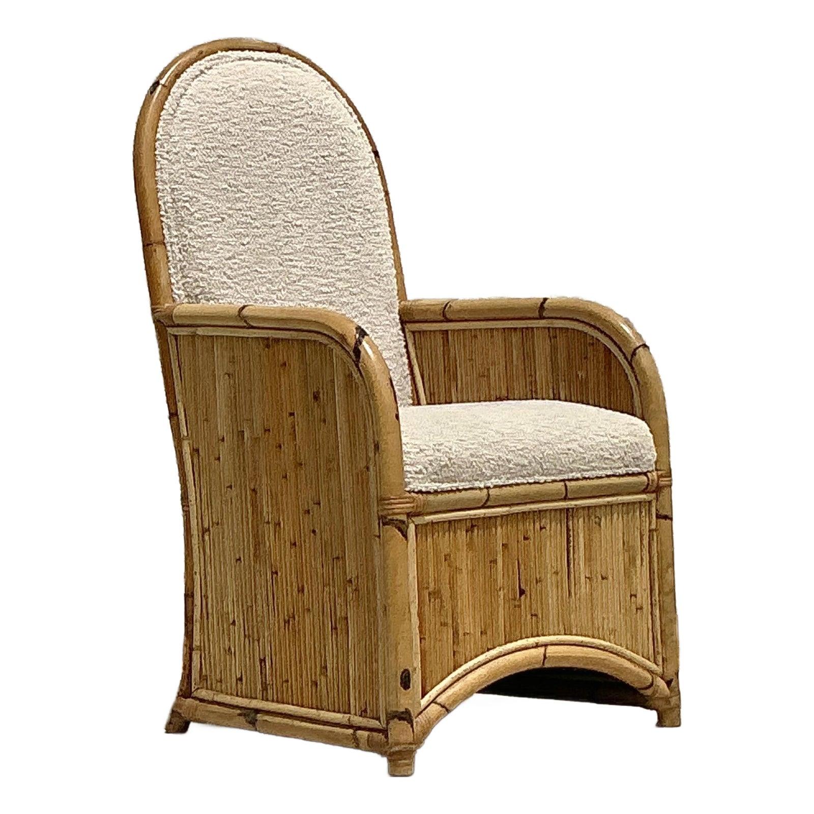 Tessuto Sedia ad arco in rattan vintage Coastal 1978 Henry Olko in vendita