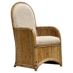 Vintage Coastal 1978 Henry Olko Arched Rattan Chair