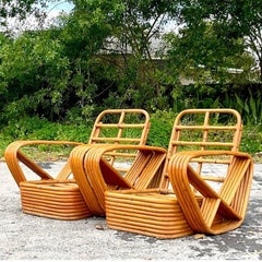 Vintage Coastal 5 Strand Rattan Sofa After Frankl