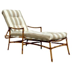 Vintage Coastal Aluminium Faux Bamboo Chaise Lounge