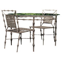 Vintage Coastal Aluminum Faux Bamboo Outdoor Dining Set After Phyllis Morris