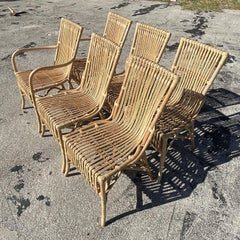 Vintage Coastal Amanda Lindroth “Ca’Liza” Rattan Side Chairs, Set of 6