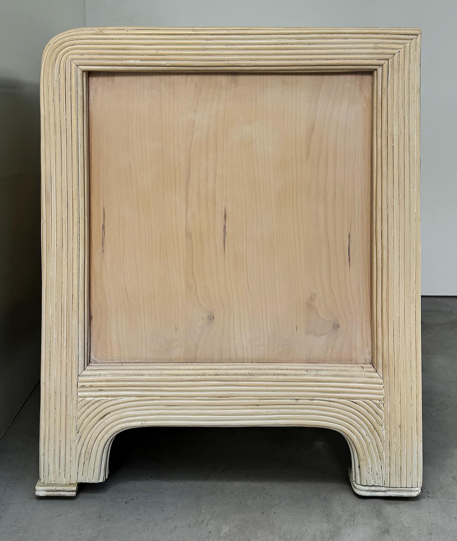 20th Century Vintage Coastal American Drew Pencil Reed Nightstands, Pair