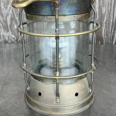 Vintage Coastal Anchor Brass Oil Lantern