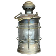 Vintage Coastal Anchor Brass Oil Lantern