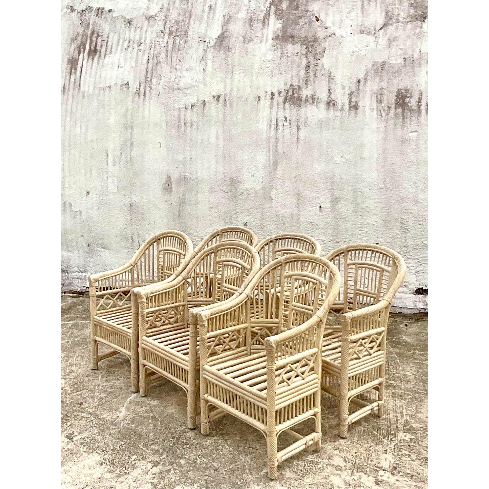 Vintage Coastal Andre Originals Rattan Brighton Chairs, Set of 6 6