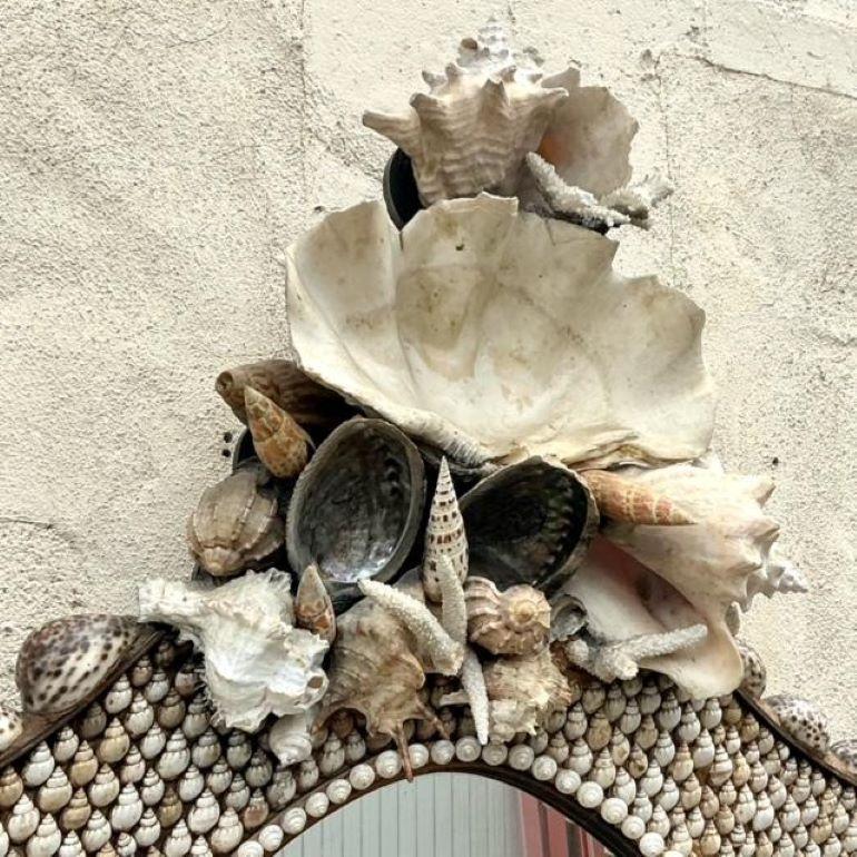 20th Century Vintage Coastal Anthony Redmille Monumental Shell Mirror