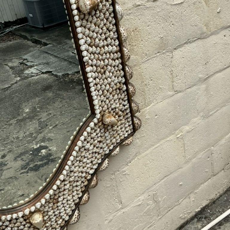 Vintage Coastal Anthony Redmille Monumental Shell Mirror 1