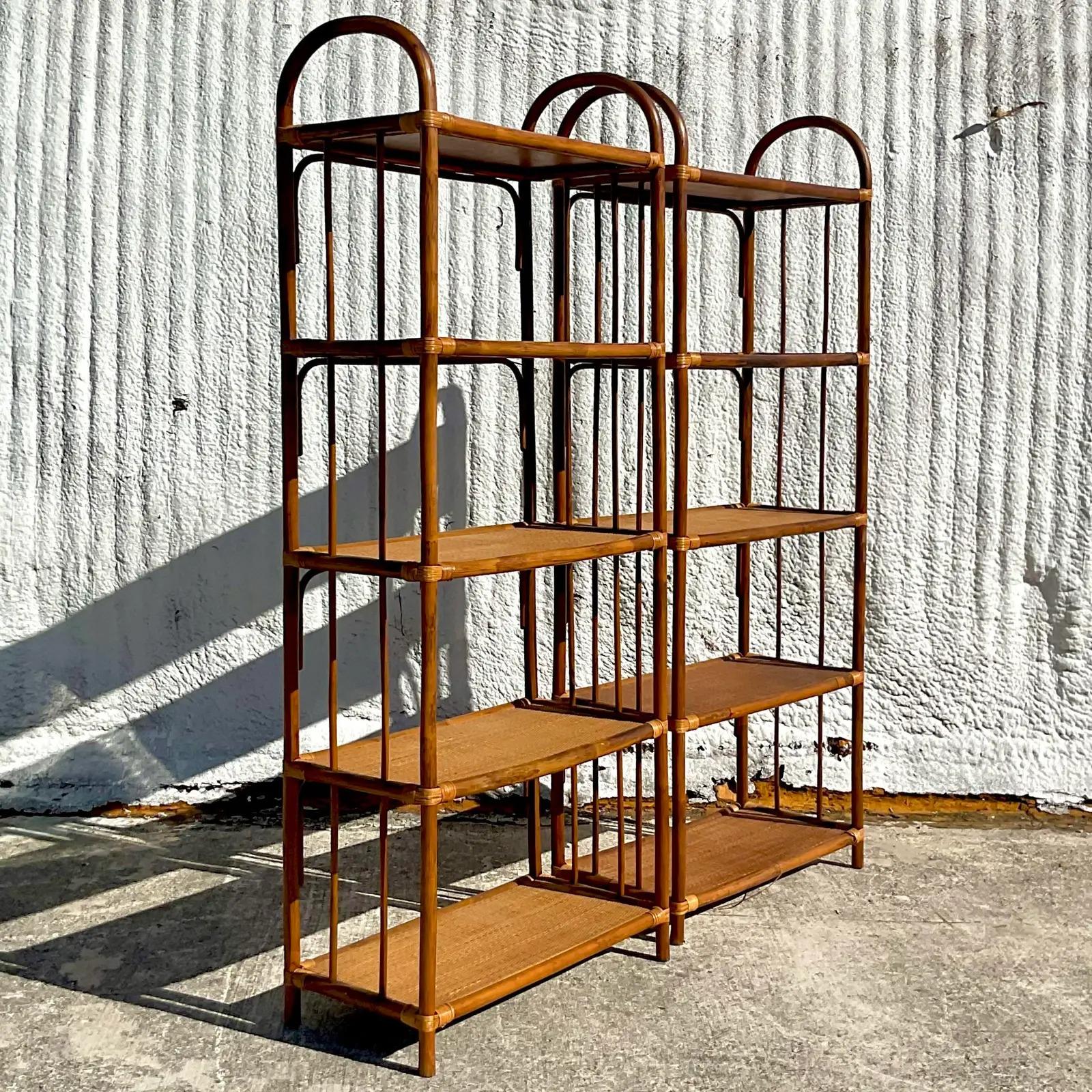 arched rattan shelf